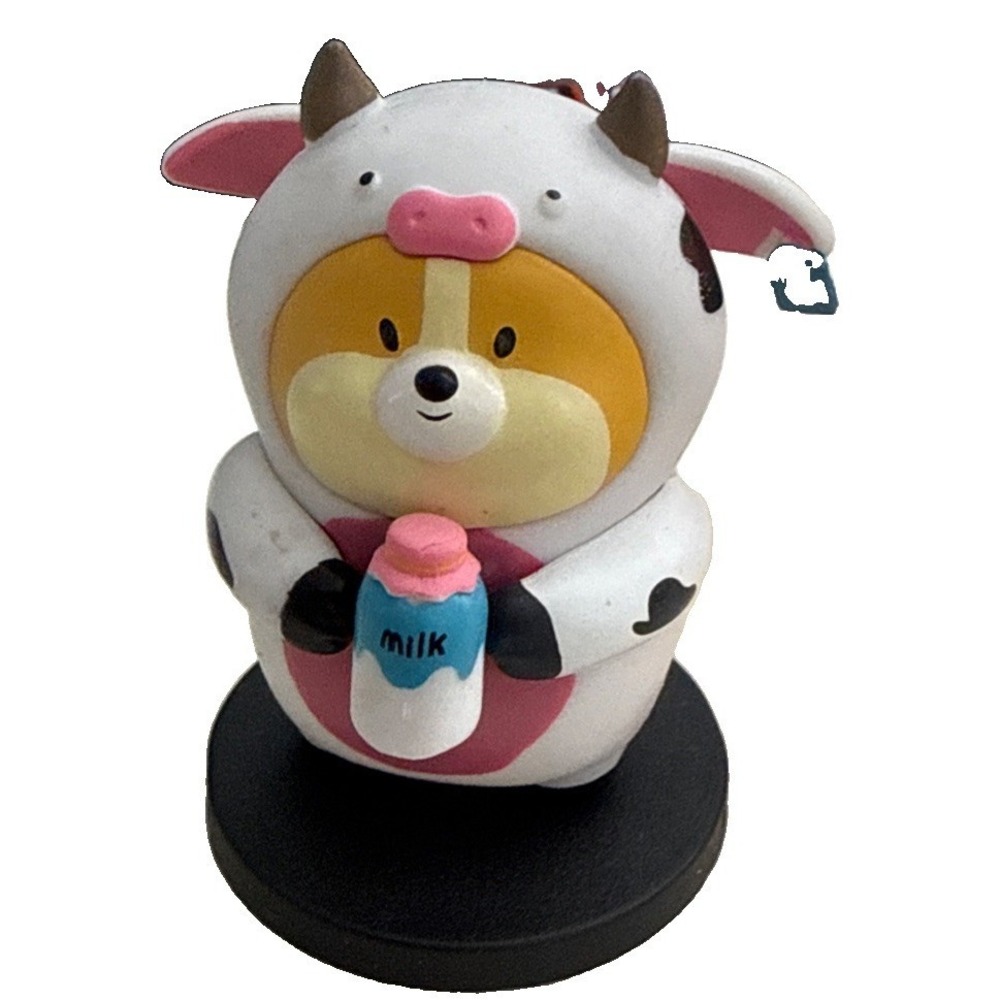 Corgi Dog Cow Milk Costume Stand Animation Figurine Figure